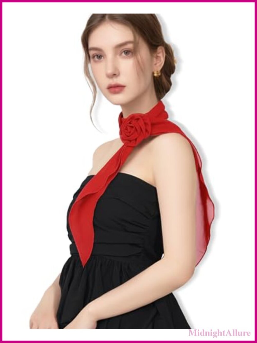 Chiffon Scarf Women Removable Rose Neck Scarf Headband